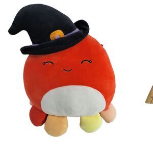 Squishmallow 8" Detra Halloween Witch Octopus Plush Stuffed Toy Orange Yellow